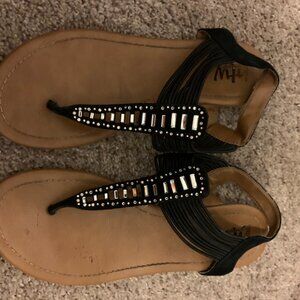 BTW Tan and Black Strap Sandals Women's Size 8.5